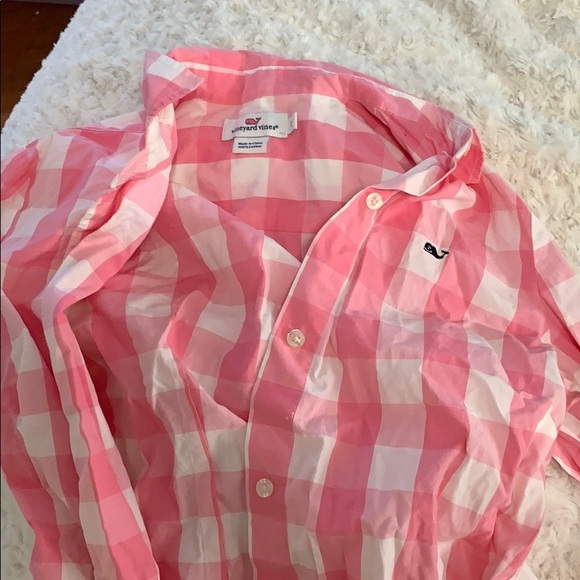 Vineyard vines womens pink gingham button down - Picture 3 of 4